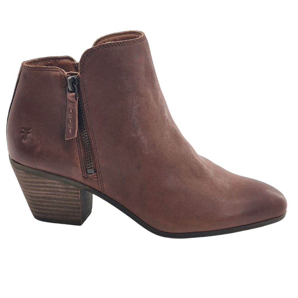 FRYE Judith Double Zip Brown Leather Ankle Boots & Booties Size 8